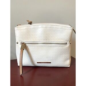 Rosetti Ivory and Beige Crossbody Polyvinyl Purse 10x8" 3 Compartments + Pockets